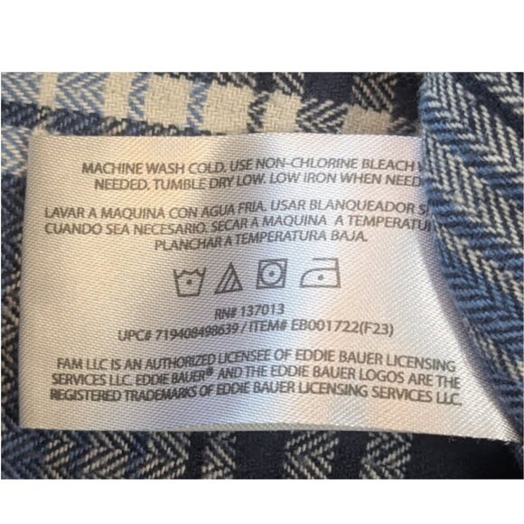 Eddie Bauer 100% Cotton Flannel Button-Up Shirt Men’s Medium Blue Plaid - Picture 9 of 9